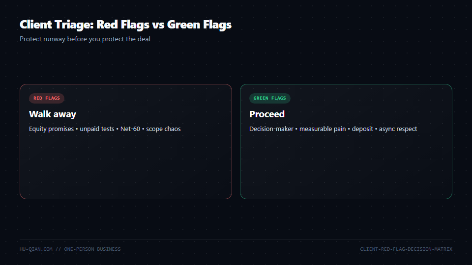 Solo Dev Client Triage: Red Flags vs. Green Flags