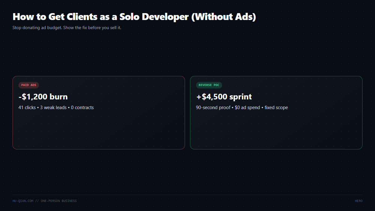 How to Get Clients as a Solo Developer Without Ads - The Reverse Proof-of-Concept Engine