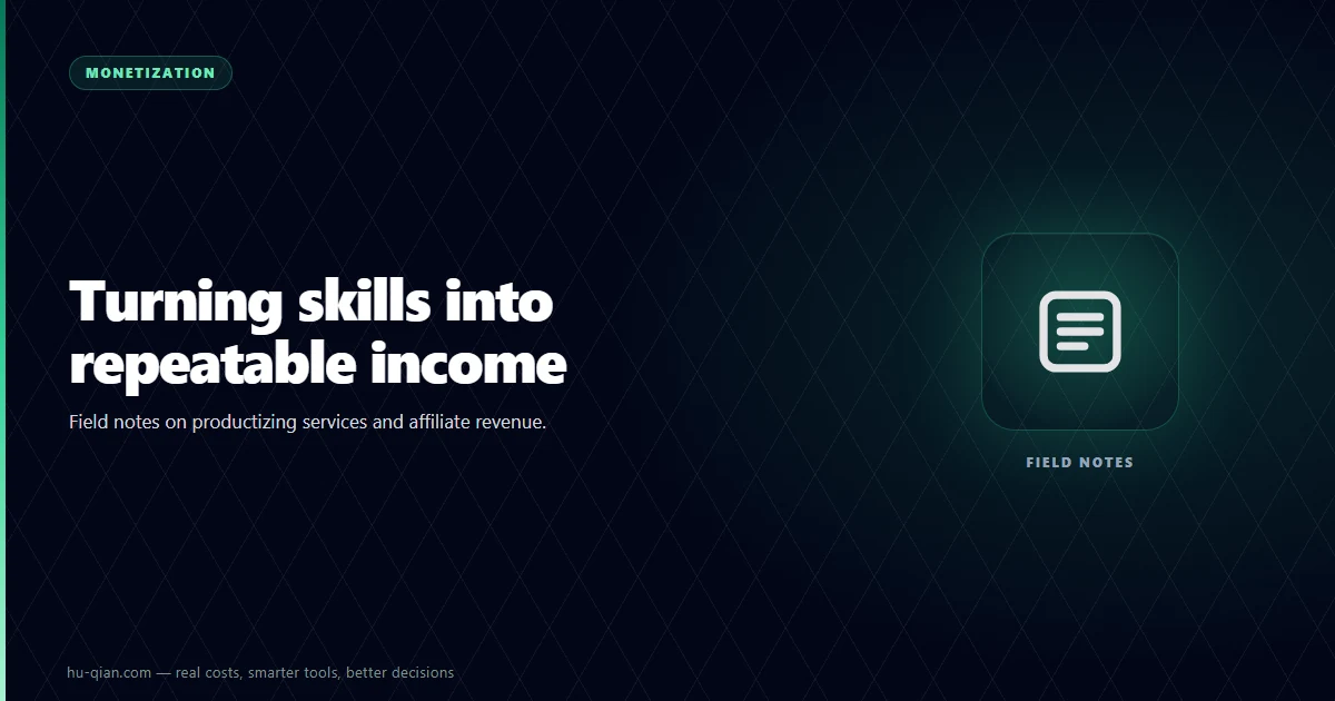 Monetization Hub hub cover: independent tools and field notes