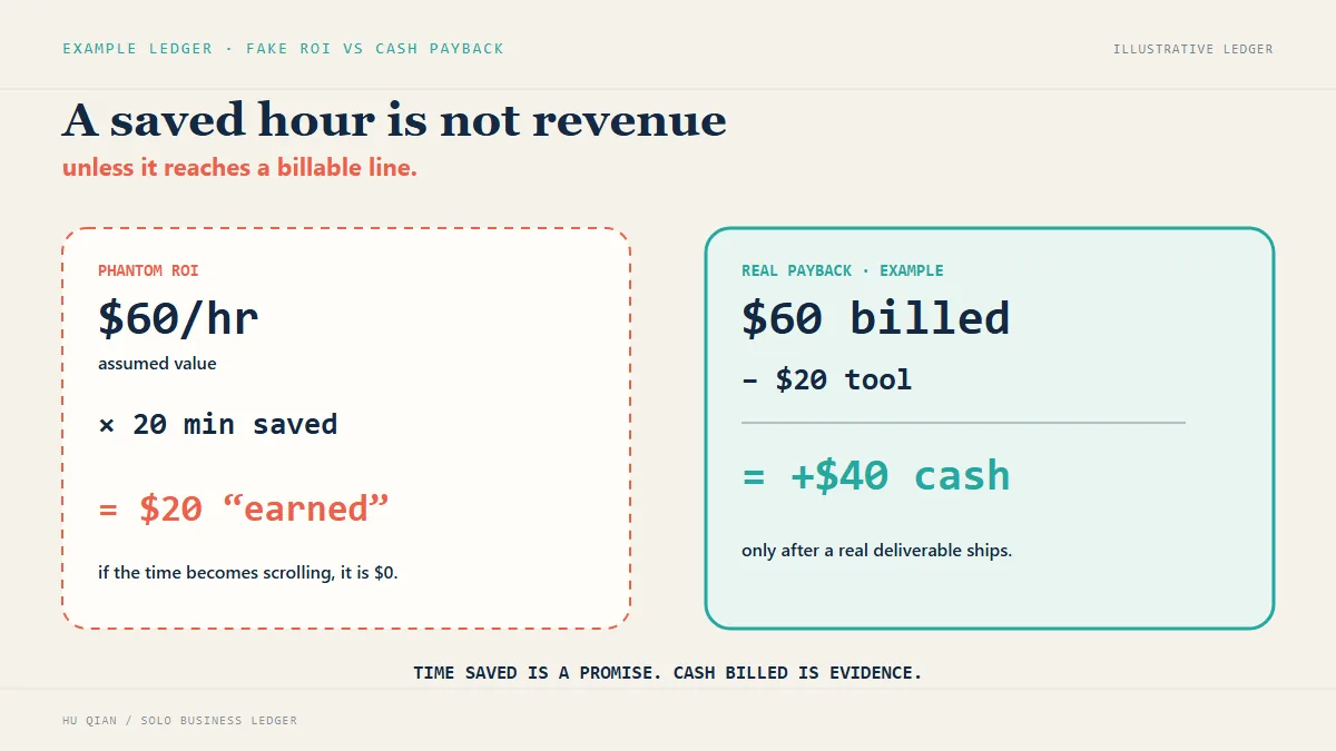 Comparison of phantom hourly-rate ROI and real cash payback from software