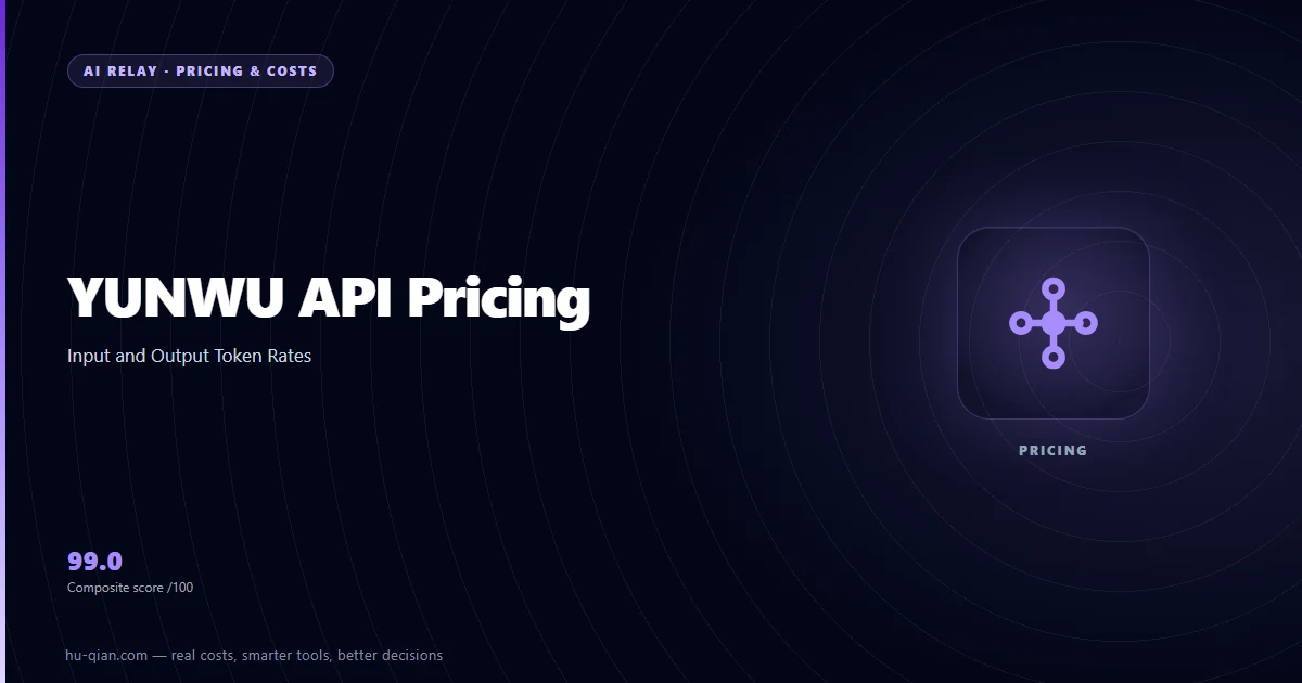 YUNWU API pricing cover: input and output token rates